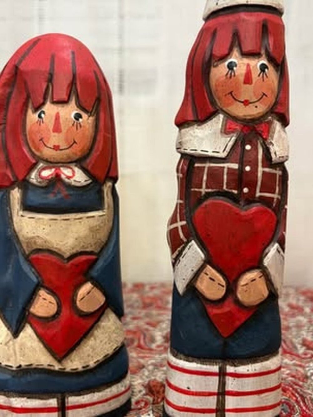 Hand Carved Cypress Knee Raggedy Ann & Andy by Charlene Cooper